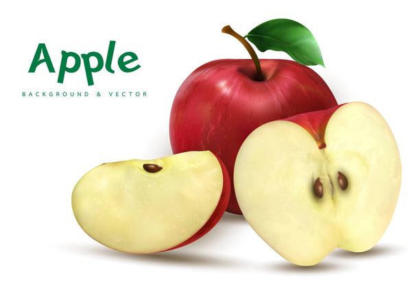Állítsa be a különböző piros alma elszigetelt átlátható háttér. Vektor - Vektor, kép