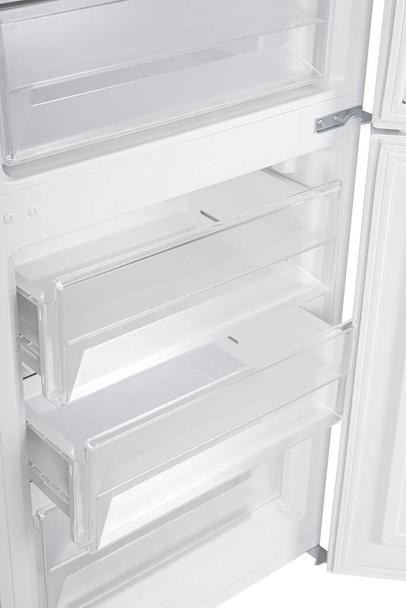 New Refrigerator Isolated on White Background. Modern Kitchen and Domestic Major Appliances - Valokuva, kuva
