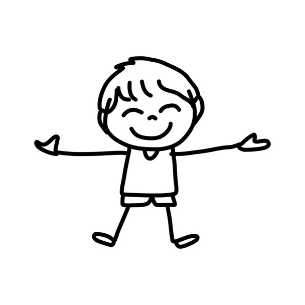 dibujo a mano dibujos animados niños felices - Vector, Imagen
