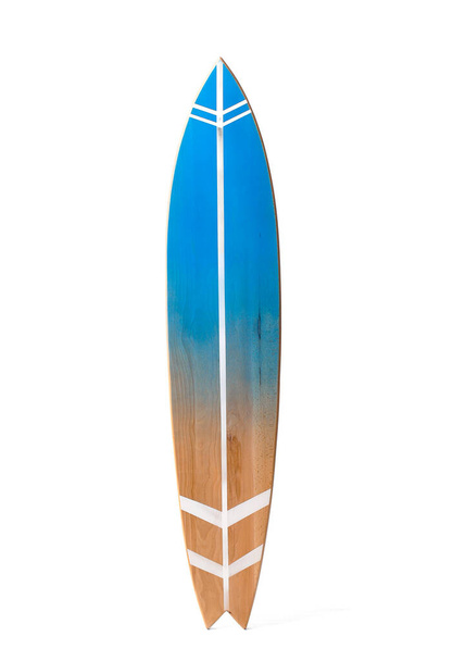 Wooden surfboard on white background - Photo, Image