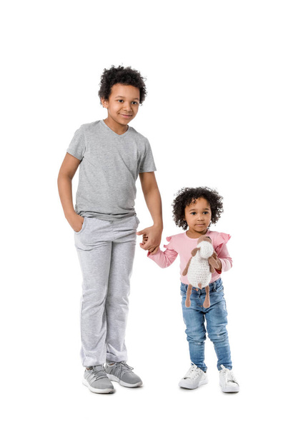African-American children on white background - Φωτογραφία, εικόνα