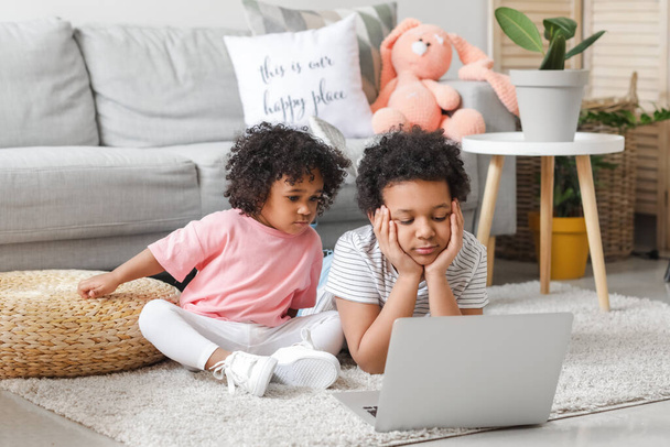 African-American children watching cartoons at home - Photo, Image