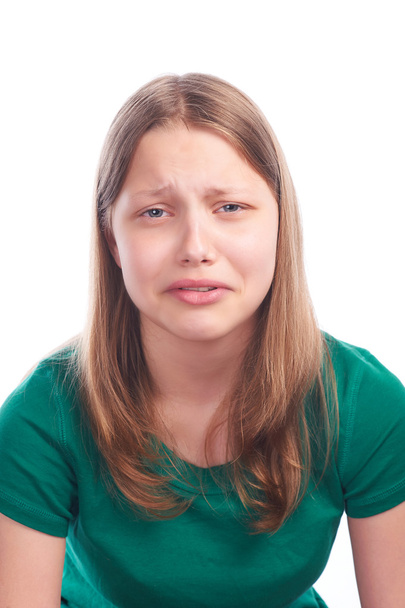 teen girl making funny faces on white background - Φωτογραφία, εικόνα