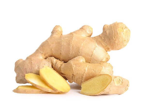 Fresh ginger on white background - Photo, Image