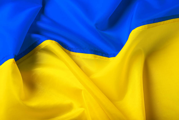Bandera nacional de Ucrania, primer plano - Foto, imagen