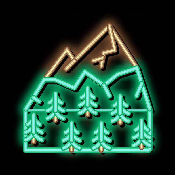горный ландшафт с изображением неонового свечения растительности - Вектор,изображение