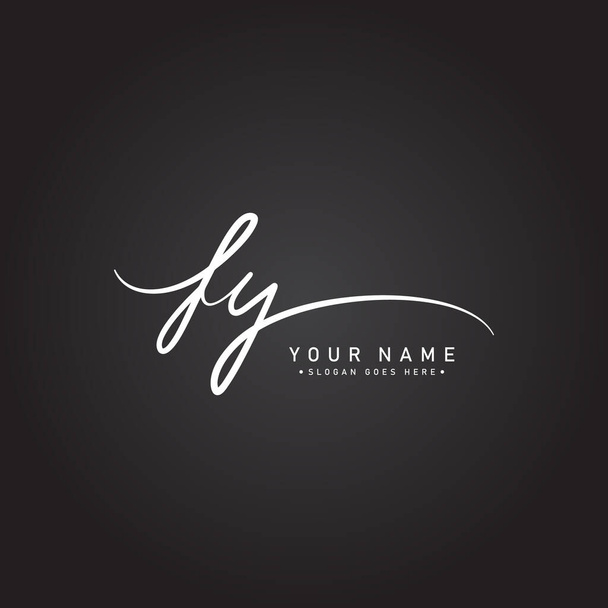 Первоначальный логотип буквы FY - логотип стиля подписи от руки - Вектор,изображение