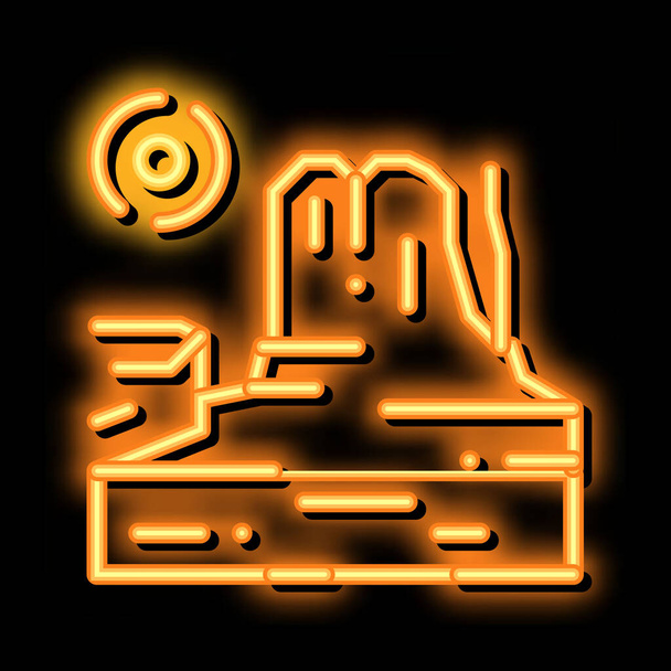gorge rocheuse néon scintillant icône illustration - Vecteur, image