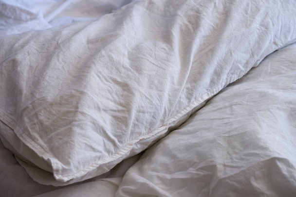 White linens. Blanket texture. Suitable for backgrounds. - Photo, Image