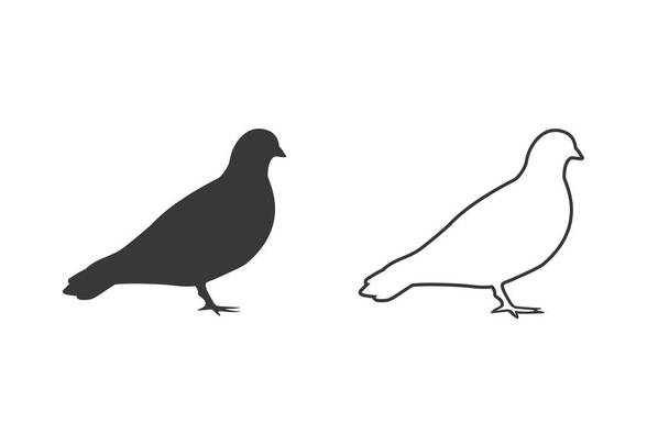 Vector pigeon silhouette icon set on white - Vector, Image