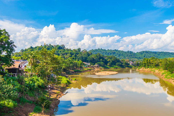 Panorama of the landscape Mekong river and Luang Prabang city in Laos world tour in Southeast Asia. - Foto, Bild