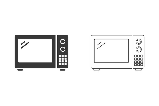 Mikrovlnné ikony nastavit jednoduché siluety plochý styl vektorové ilustrace na bílém pozadí - Vektor, obrázek