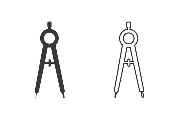 Drawing compass vector icon set. filled flat sign for mobile concept and web design. Divider, Circinus glyph icon. Symbol, logo illustration. Vector - Vetor, Imagem
