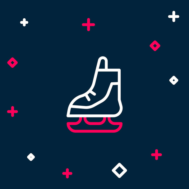 Значок лінії ковзанярів ізольовано на синьому фоні. Значок взуття для катання на ковзанах. Спортивні черевики з лопатями. Барвиста концепція контуру. Векторні
 - Вектор, зображення