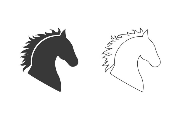 Head horse icon set vector in flat - Vector, Image