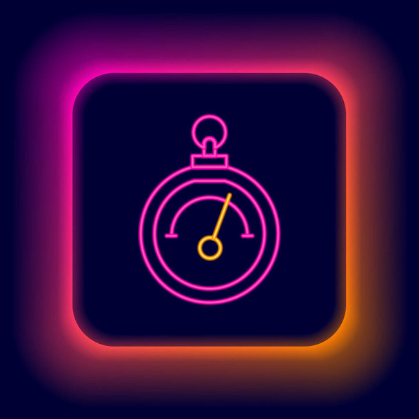 Glowing neon line Barometer icon isolated on black background. Colorful outline concept. Vector - Wektor, obraz
