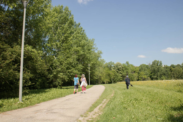 grupa kobiet w parku (bez edycji), spacery w przyrodzie - Zdjęcie, obraz