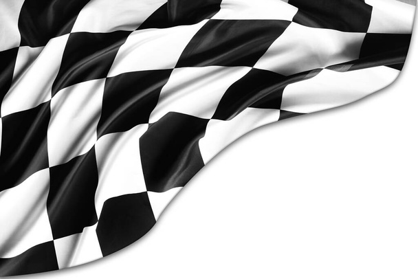 Kockás fekete-fehér versenyzői zászló - Fotó, kép
