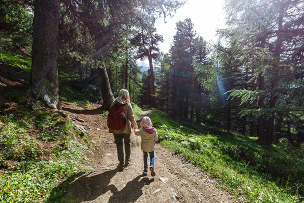 happy family hiking in scenic mountains - Foto, Imagem
