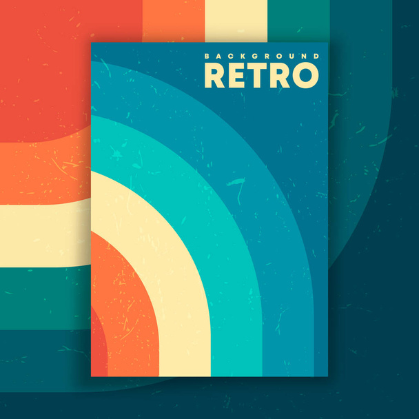 Plakat projektu Retro z vintage grunge tekstury i kolorowych linii. Ilustracja wektora. - Wektor, obraz