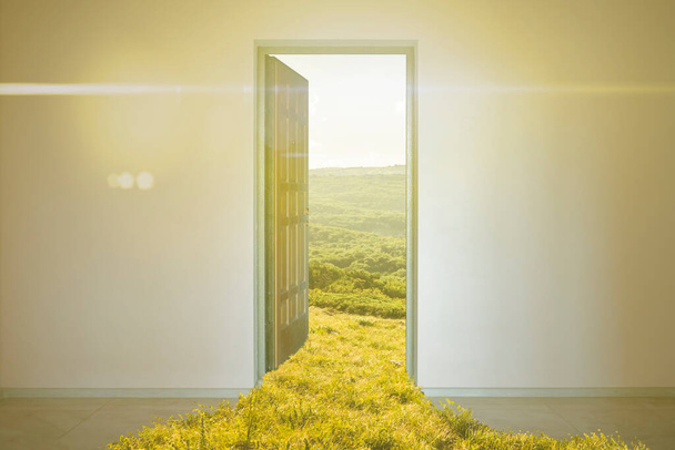 otevřených dveří do nového workldu, vstup do jiného života tvůrčí nápad - Fotografie, Obrázek