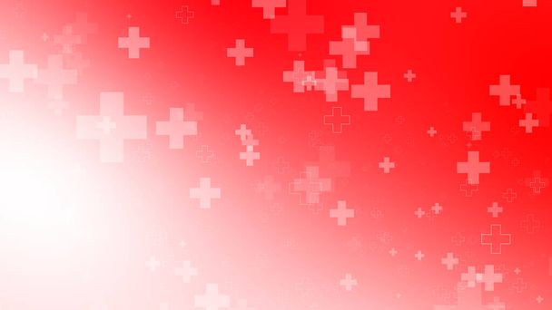 Medical health red white cross pattern background. Abstract healthcare with emergency concept. - Photo, Image