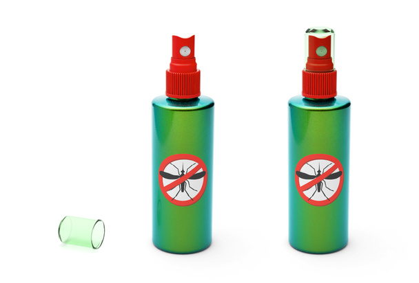 Spray di zanzara. Protezione contro gli insetti. isolato su sfondo bianco. rendering 3d - Foto, immagini