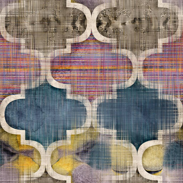 Бесшовный марокканский вдохновил высоко текстурированный шаблон для печати поверхности - Фото, изображение