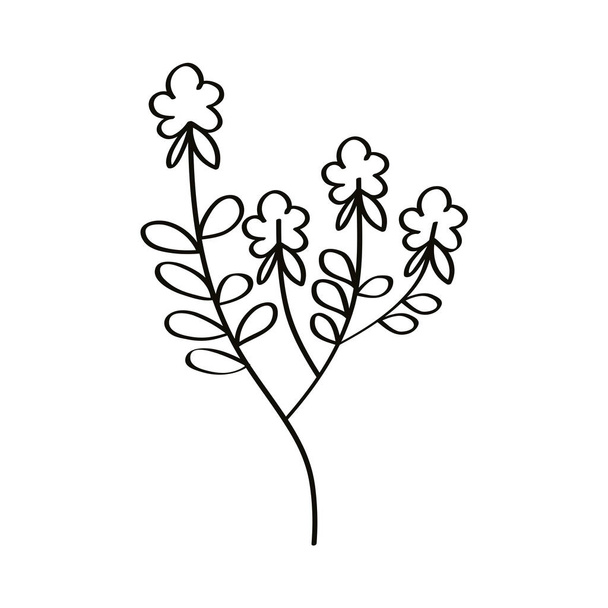 sketch flowers and leafs - Wektor, obraz