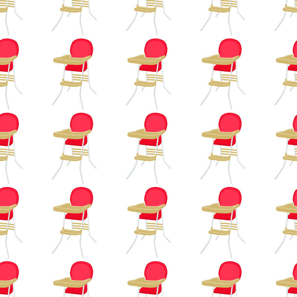 Ilustração sobre tema colorido cadeira alta criança moderna para alimentação do bebê. Desenho que consiste em coleção de layouts coloridos cadeira de criança em pernas altas. Kit elegante criança acessório-lo cadeira alta brilhante. - Vetor, Imagem
