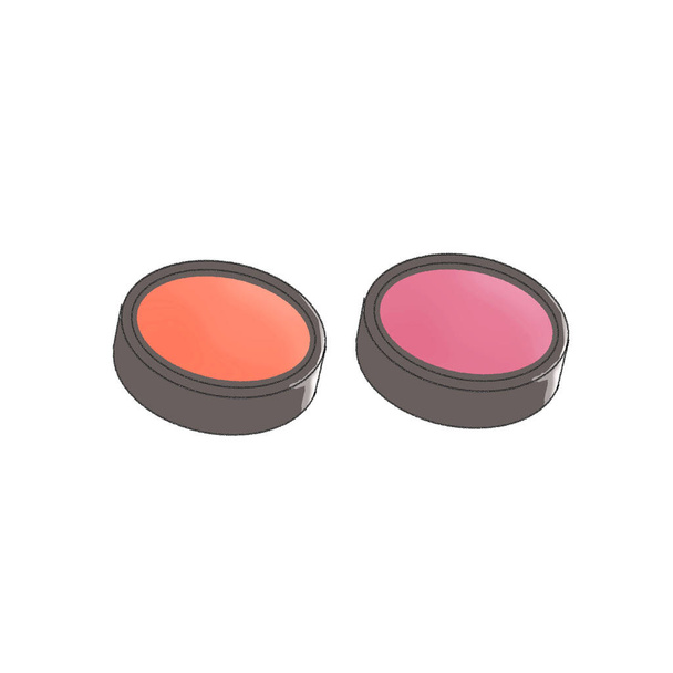 Two kinds of pink blush. Cute and simple art style. On a white background. - Vector, Image