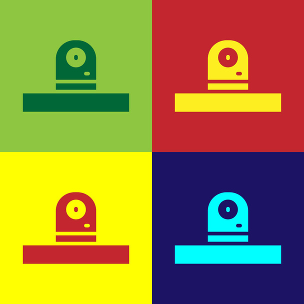 Pop Art Überwachungskamera-Symbol isoliert auf farbigem Hintergrund. Vektor - Vektor, Bild