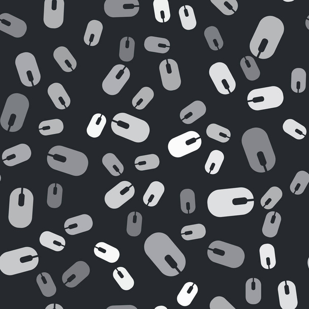 Γκρι εικονίδιο ποντικιού υπολογιστή απομονωμένη αδιάλειπτη μοτίβο σε μαύρο φόντο. Οπτικό με σύμβολο τροχού. Διάνυσμα - Διάνυσμα, εικόνα