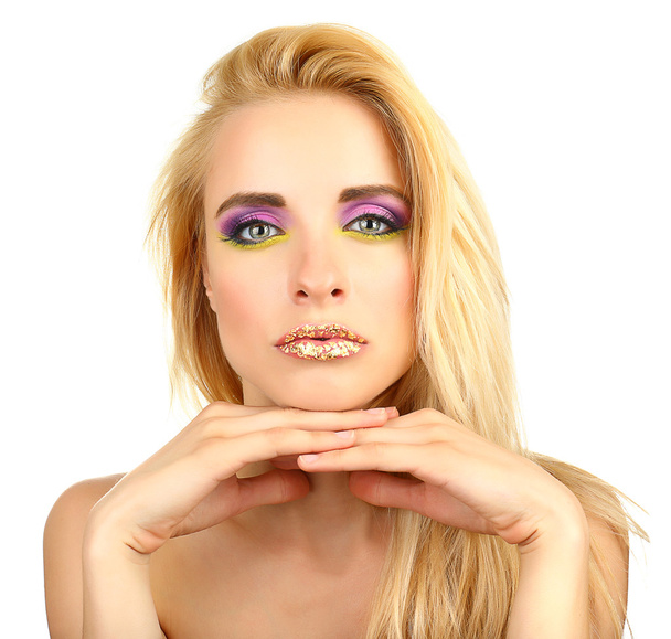 krásná žena s světlý make-up, izolované na bílém - Fotografie, Obrázek