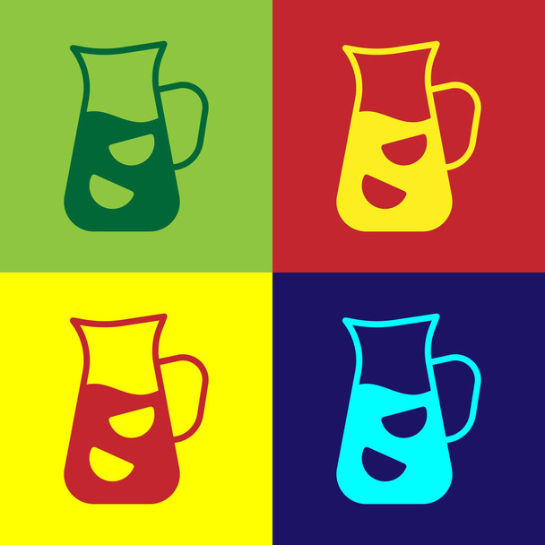 Pop art Icono de sangría aislado sobre fondo de color. Tradicional bebida española. Vector - Vector, Imagen