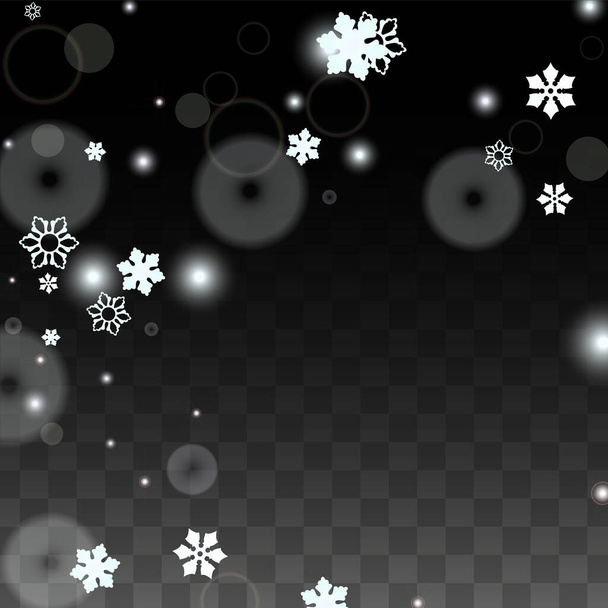 Christmas  Vector Background with White Falling Snowflakes Isolated on Transparent Background. Miracle Snow Sparkle Pattern. Snowfall Overlay Print. Winter Sky. Design for  Christmas Sale. - Διάνυσμα, εικόνα