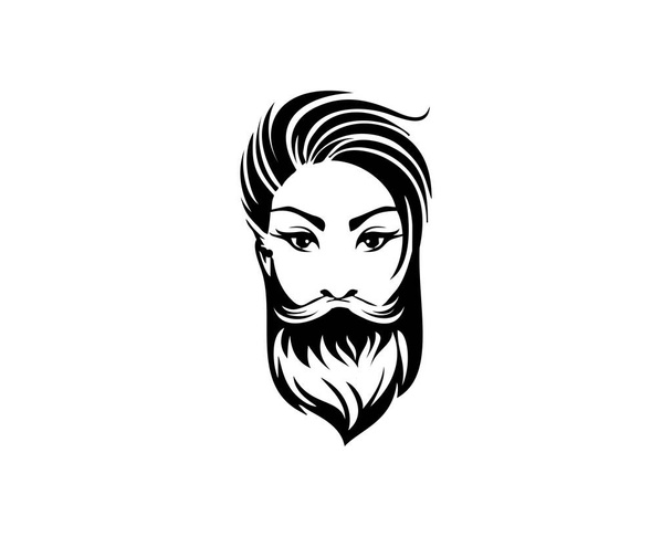 Sakallı kadın logo vektörü  - Vektör, Görsel