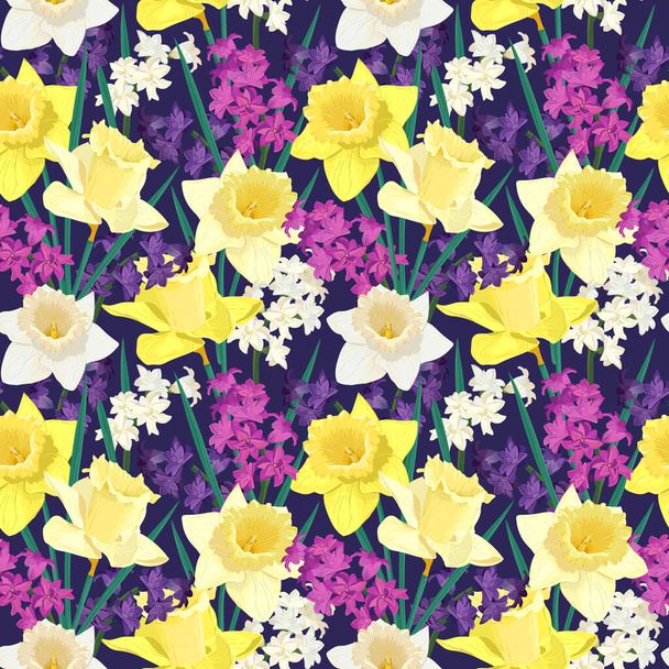 Spring flowers on a purple background. - Wektor, obraz