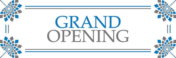 Grand opening text written over blue grey background. - Photo, Image