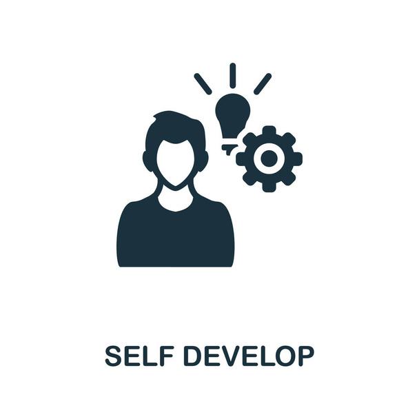 Self Develop icon. Monochrome simple element from personal growth collection. Creative Self Develop icon for web design, templates, infographics and more - Vector, Image