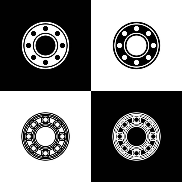 Set Icono de rodamiento de bolas de bicicleta aislado sobre fondo blanco y negro. Vector - Vector, Imagen
