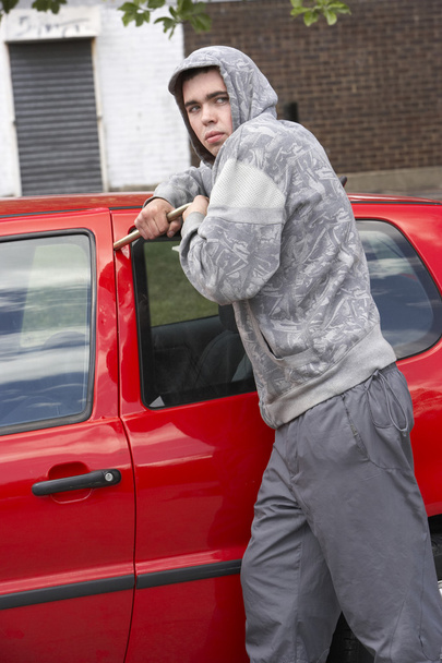Young Man Breaking Into Car - Foto, Imagem