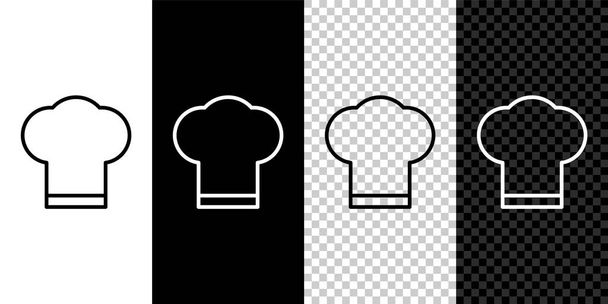 Stel lijn Chef hoed pictogram geïsoleerd op zwart-wit achtergrond. Koken symbool. Kookt hoed. Vector Illustratie - Vector, afbeelding