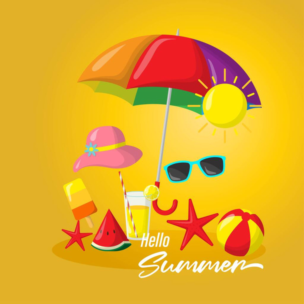 vector illustration for summer time, hello summer banner - Vector, Image