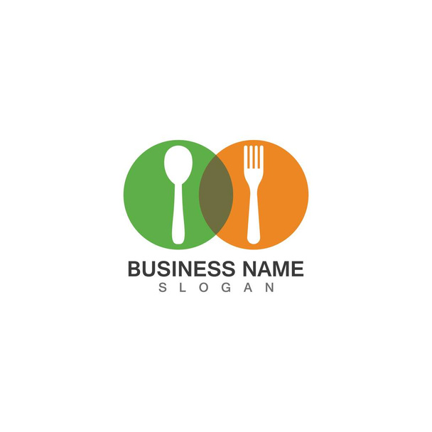 Вилка, нож и ложка икона логотипа вектор template.design для ресторана. - Вектор,изображение