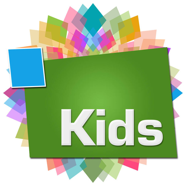Kids text written over colorful green background. - Photo, Image