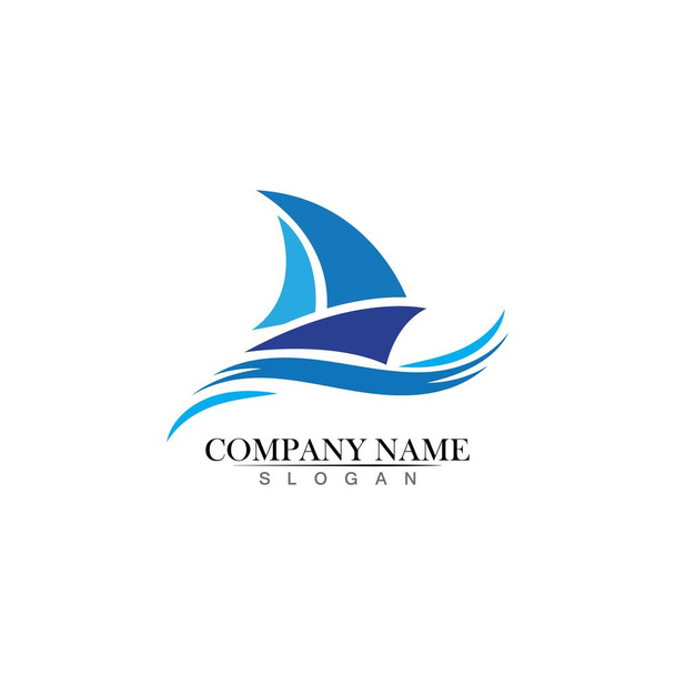 Ocean cruise liner ship silhouette simple linear logo - Vector, Image