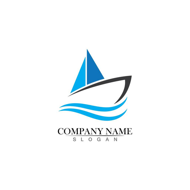 Oceano cruzeiro silhueta navio logotipo linear simples - Vetor, Imagem