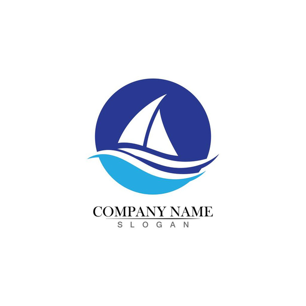 Ωκεανό κρουαζιερόπλοιο σιλουέτα απλό γραμμικό λογότυπο - Διάνυσμα, εικόνα