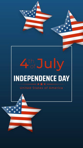 Banner 4th of july usa independence day. Fourth of july, USA national holiday. Dark background with stars, heart american flag. Vector illustration, poster - Vektor, kép